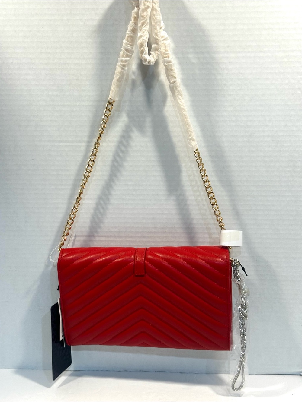 Baby Phat Quilted Red Crossbody Bag with Chain Strap - Picture 4 of 8